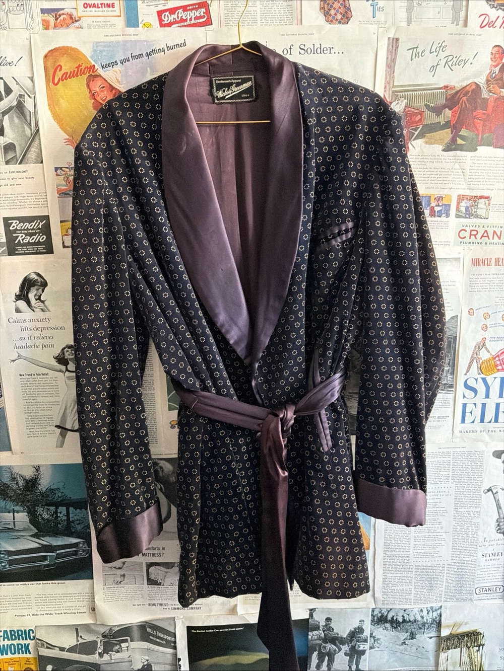 Vintage 1960’s Wicks & Greenman Smoking Jacket Utica NY Americana